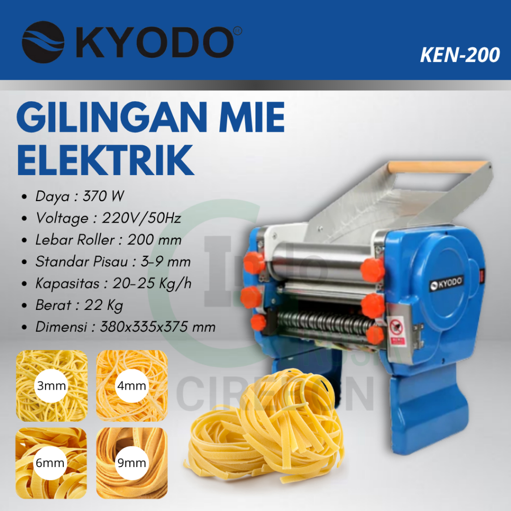 Gilingan Mie Elektrik 370W 3-9mm Mesin Pembuat Spageti Listrik Alat Giling Cetak Mie KYODO