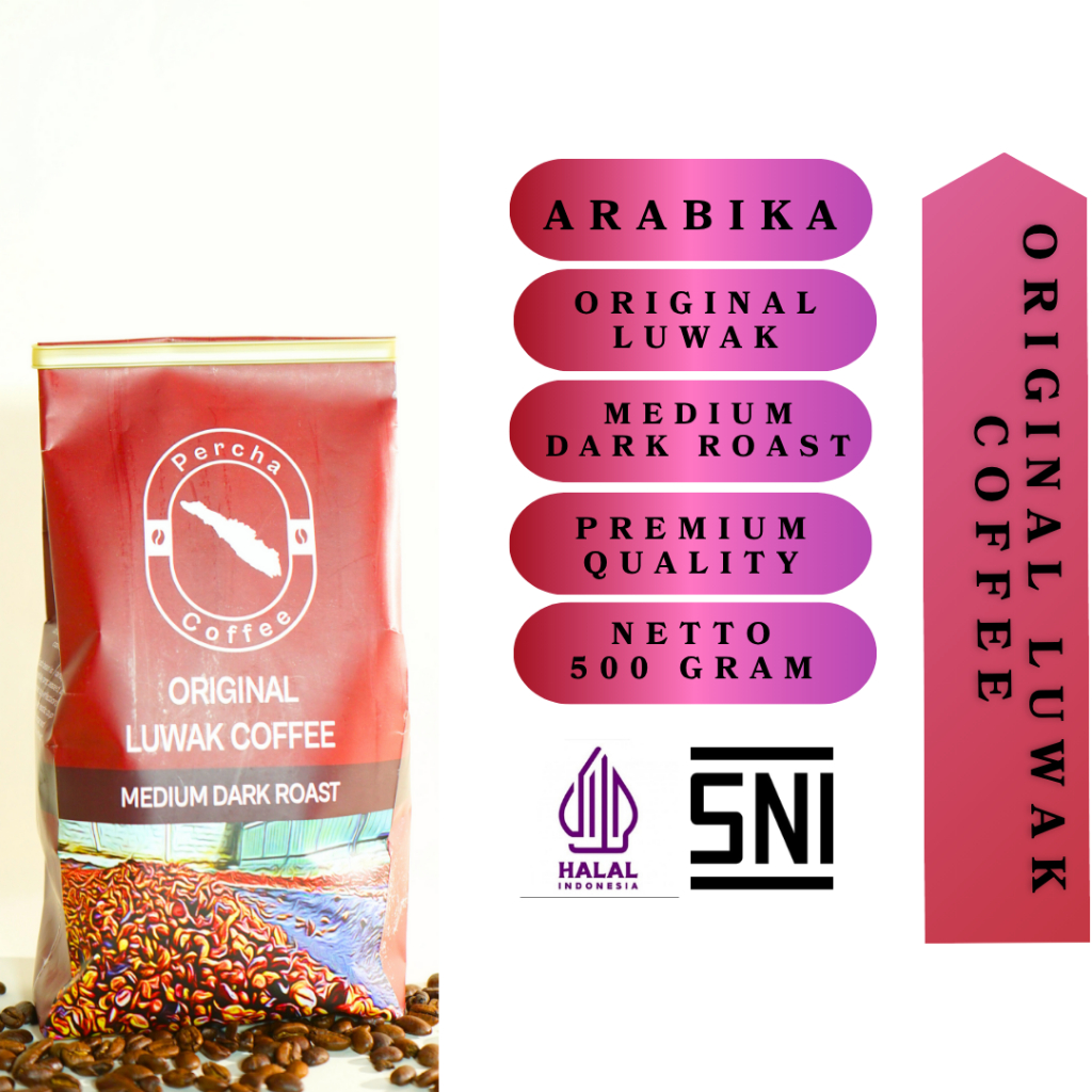 

PERCHA COFFEE - Biji Kopi Luwak Liar Asli Arabika Roast Bean 500g