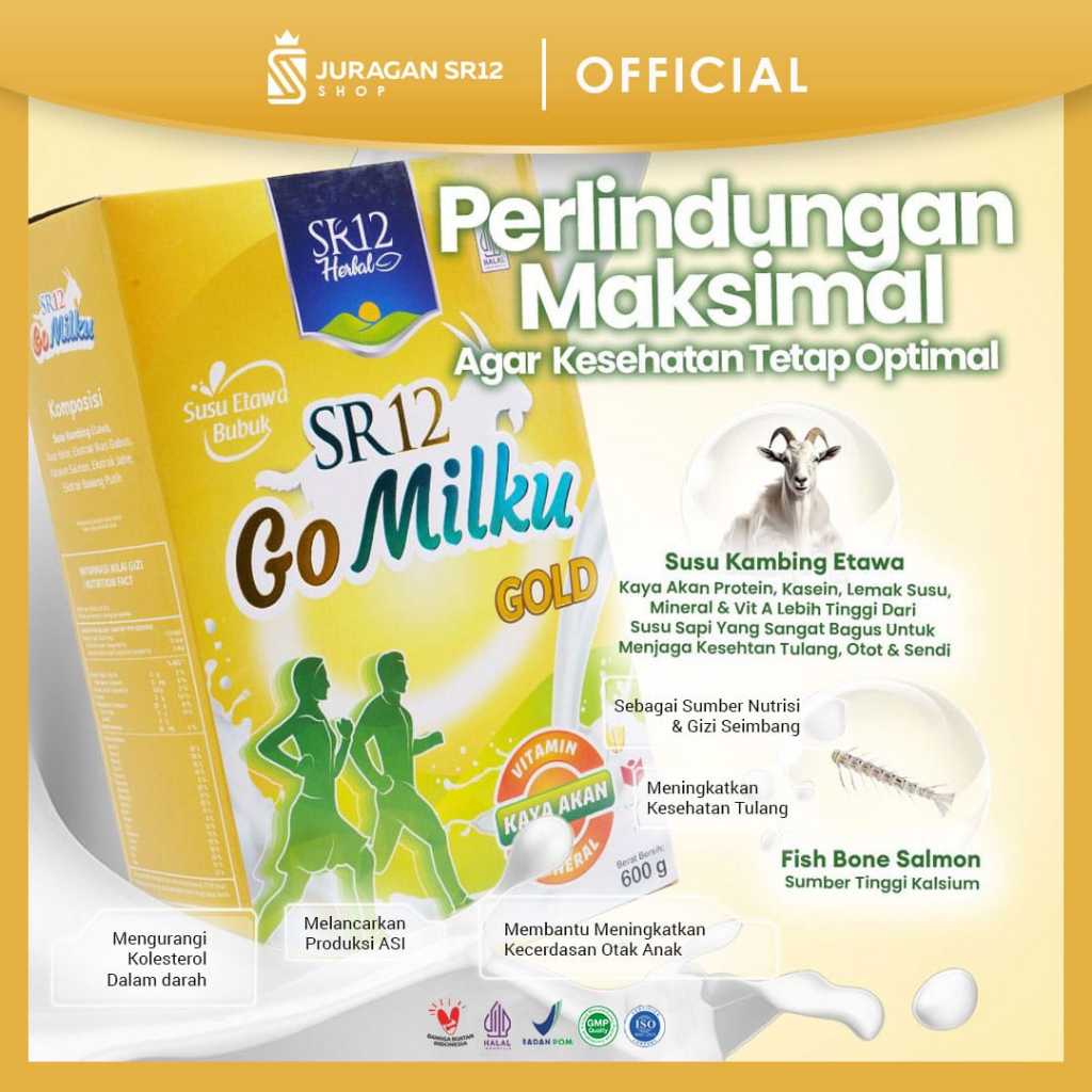 

GoMilku SR12 Susu Kambing Etawa Bubuk Bagi Kesehatan Tubuh Nyeri Sendi Lutut Kaki Kolesterol Diabet