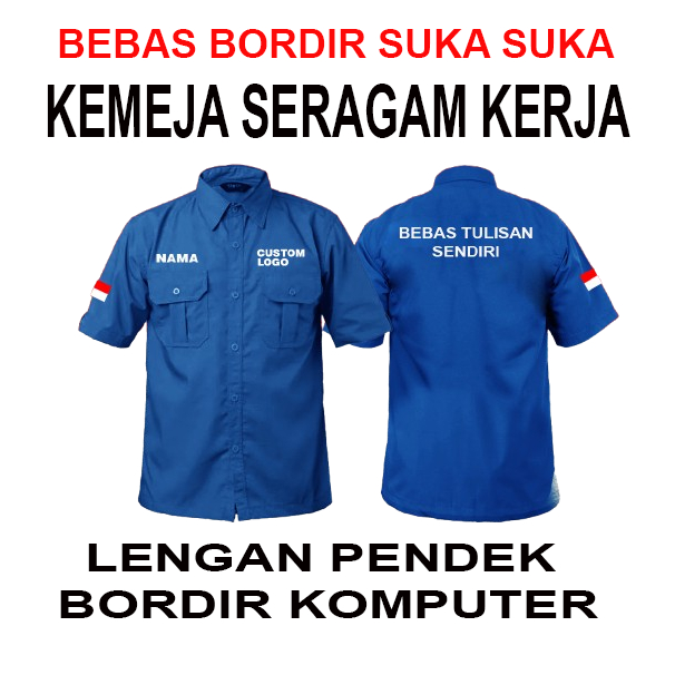 KEMEJA PDL LENGAN PENDEK CUSTOM BORDIR SATUAN DESIGN SUKA SUKA
