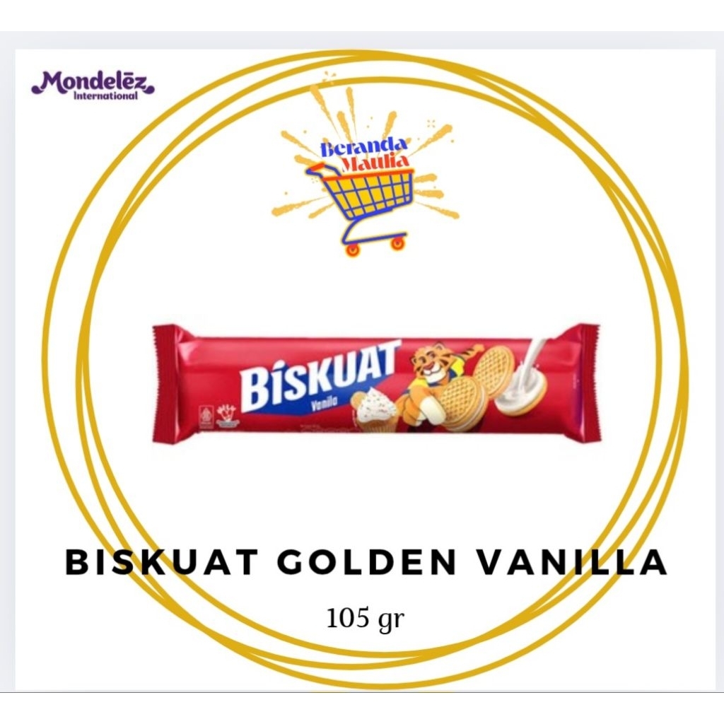 

Biskuat Golden - sandwich biskuit rasa vanilla / stroberi kemasan 105gr
