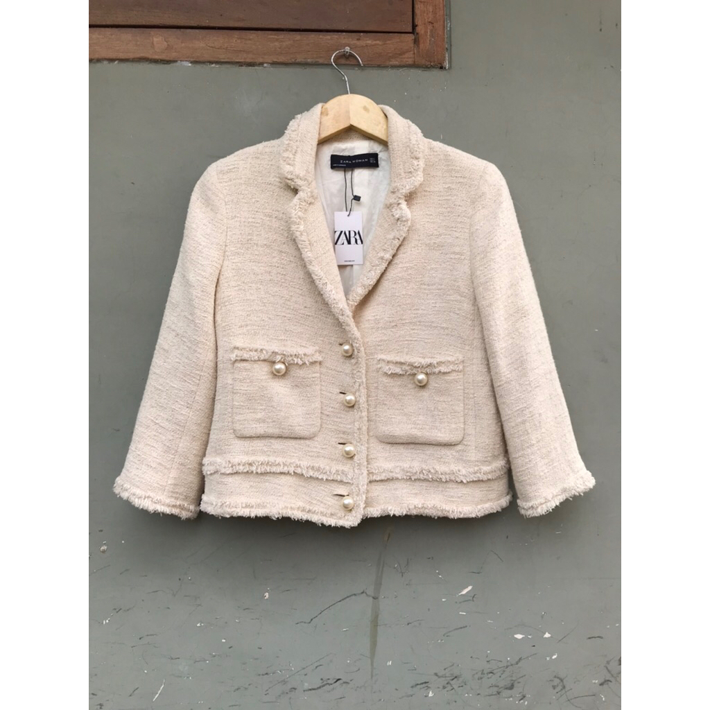 preloved tweed zara original-preloved tweed tweed crop-preloved tweed earth tone-prelived tweed mewa