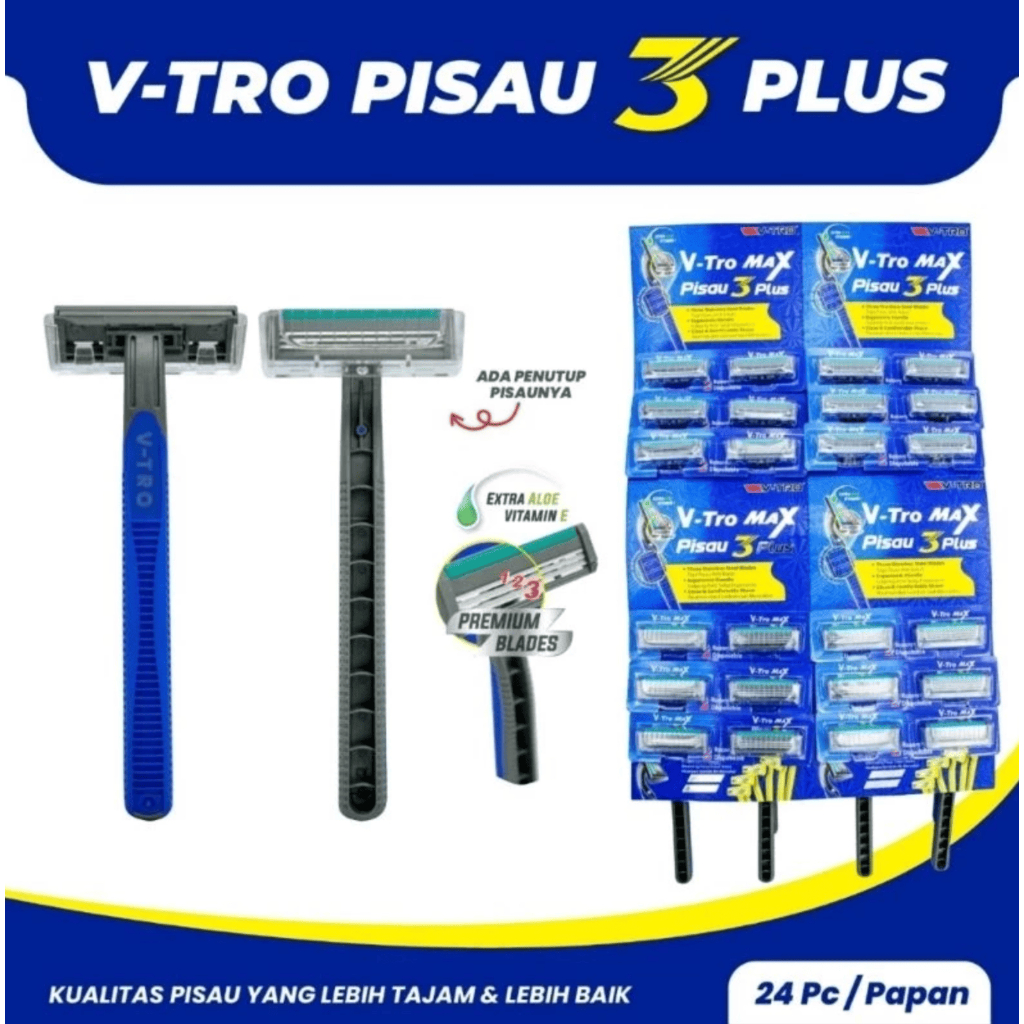 24PCS V-TRO MAX PISAU CUKUR JENGGOT KUMIS MATA 3 PLUS