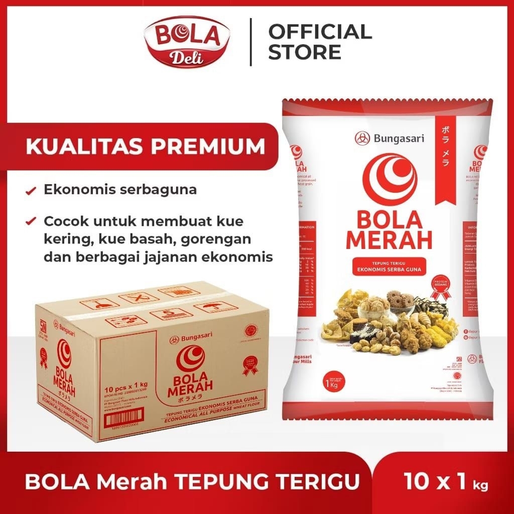 

TEPUNG BOLA MERAH 1KG 1 DUS