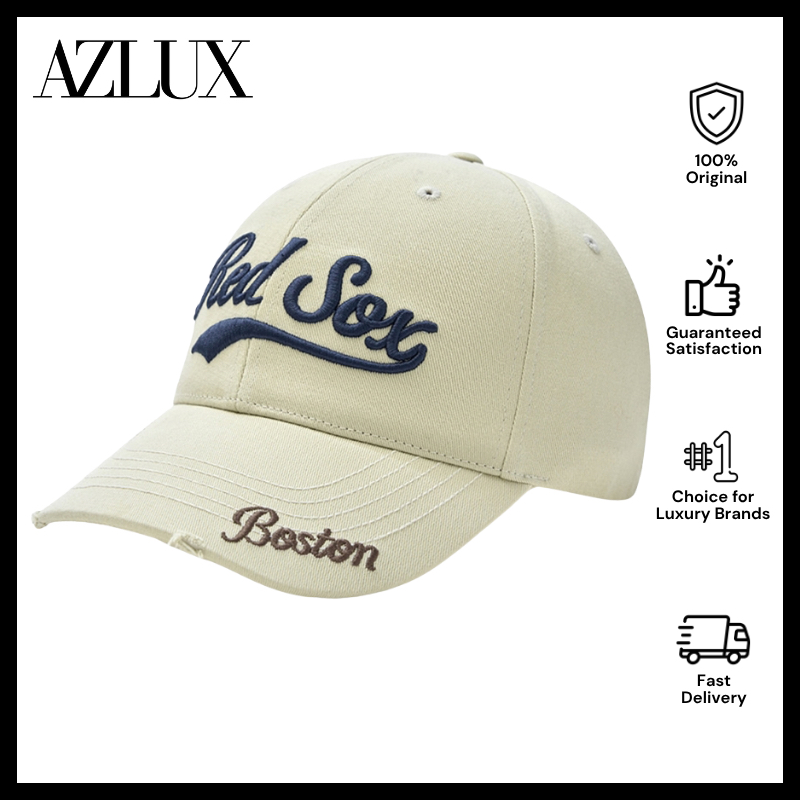 MLB Korea Varsity Vintage Structured Ball Cap Boston Red Sox Light Beige