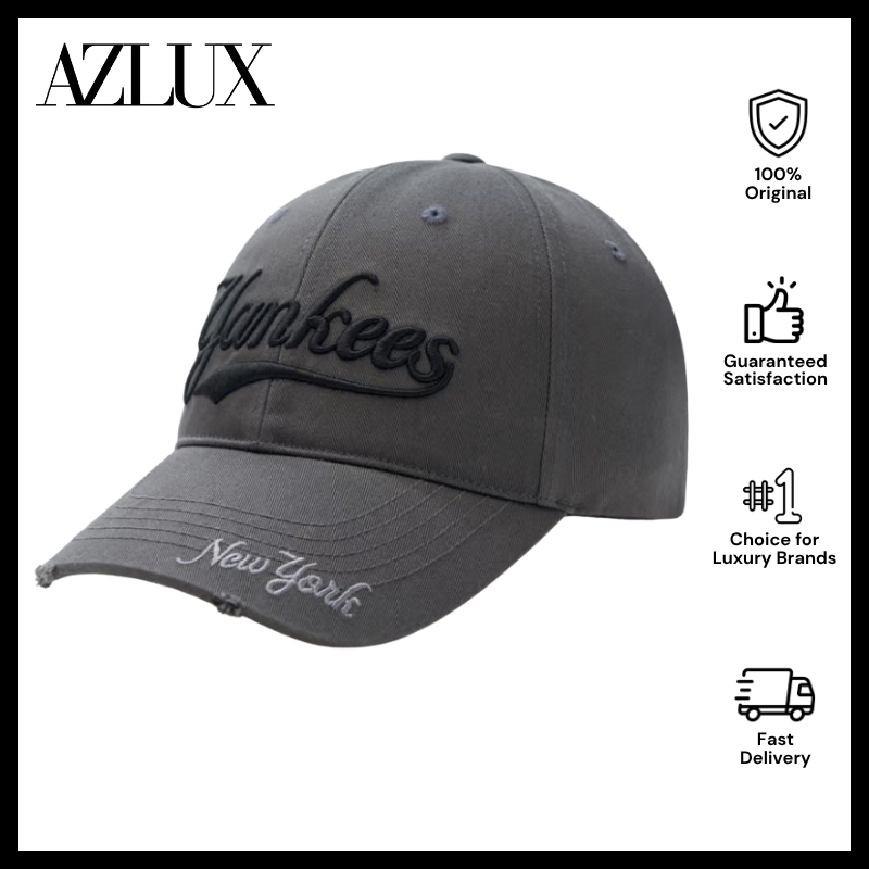 MLB Korea Varsity Vintage Structured Ball Cap Yankees Charcoal Grey