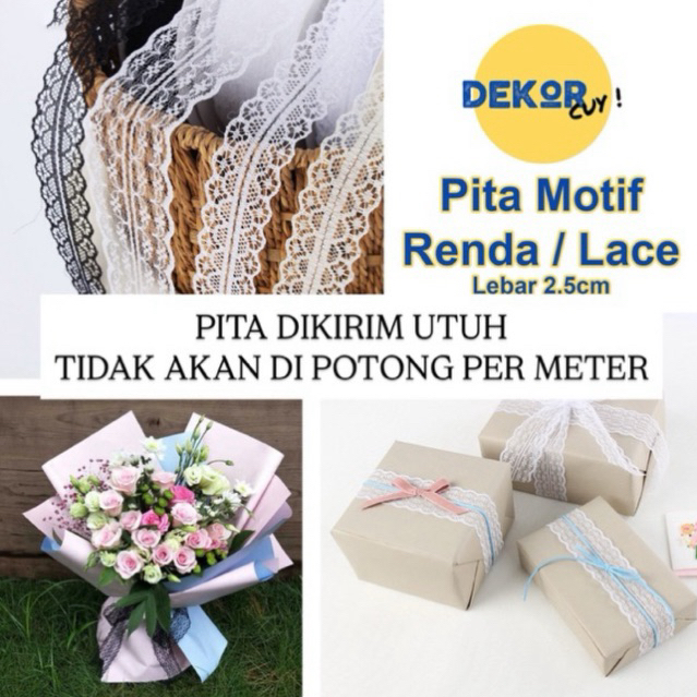 

[HARGA PER 1 METER DAN AKAN DIKIRIM UTUH TANPA DI POTONG] PITA MOTIF RENDA LACE LEBAR 3CM HARGA PER 1 METER PITA KADO PITA BUKET PITA BUNGA
