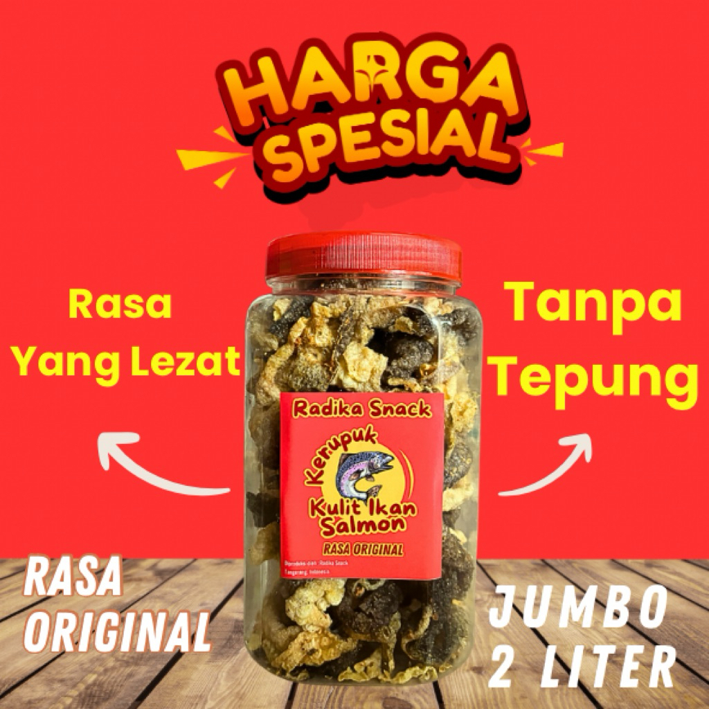 

Kerupuk Kulit Ikan Salmon Rasa Original | Fish Skin Snack | Kemasan Toples Ekonomis