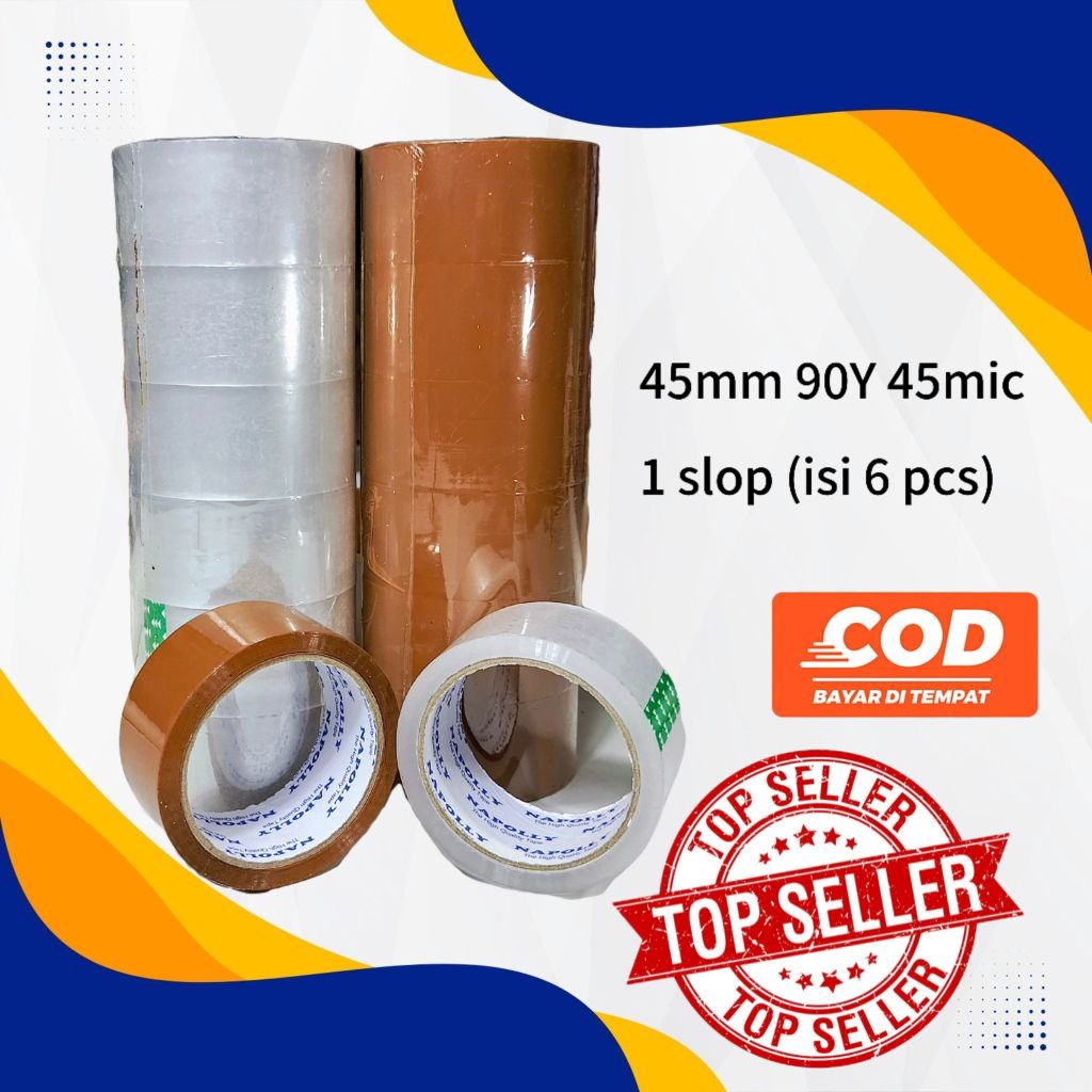 

isolasi Lakban bening/cokelat 45mm*90Y 1slop isi 6pcs