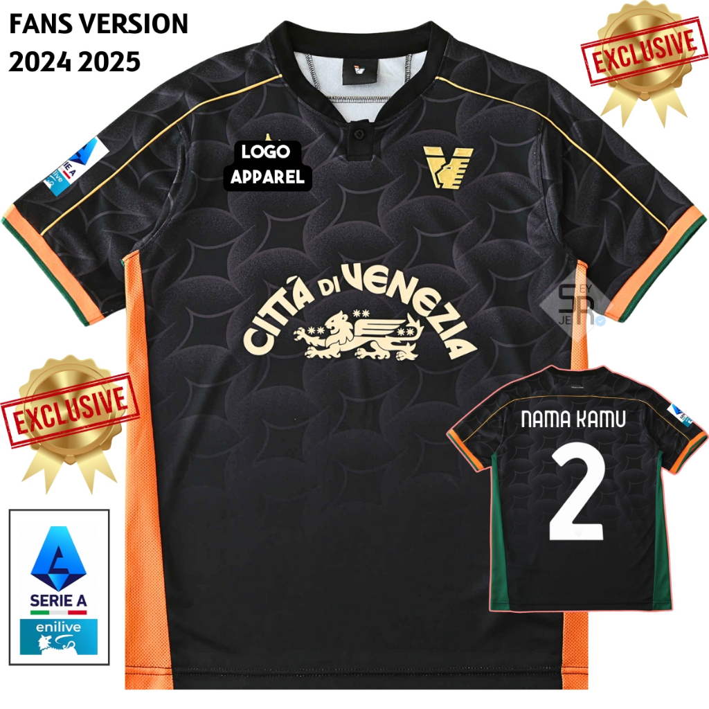 Jersey Vnzia Home 2024 2025 Baju Bola Hitam Pasang Custom Sablon Nama Nomor Punggung Nameset Full Pa