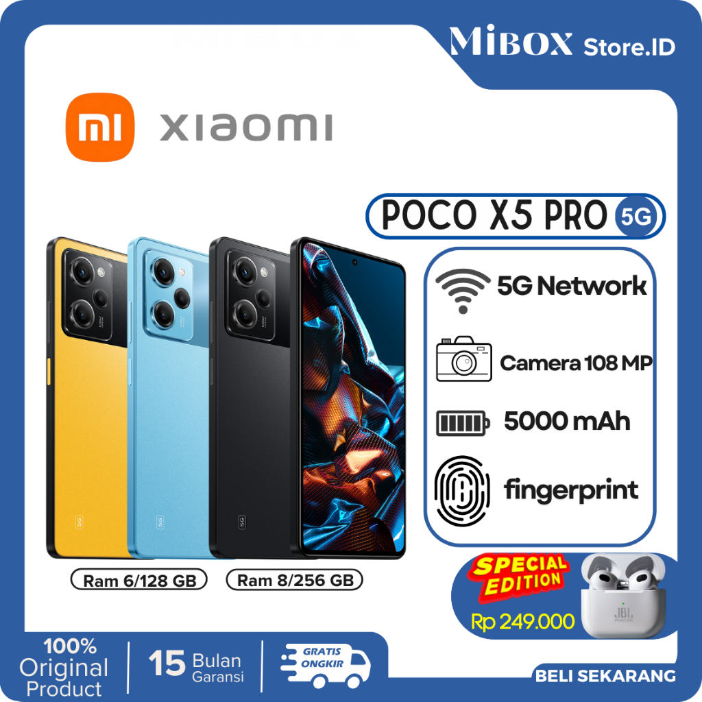 POCO X5 Pro 5G 6/128 + 8/256 GB ,Video 4K, 6.67" Flow AMOLED, 5.000 mAh Resmi