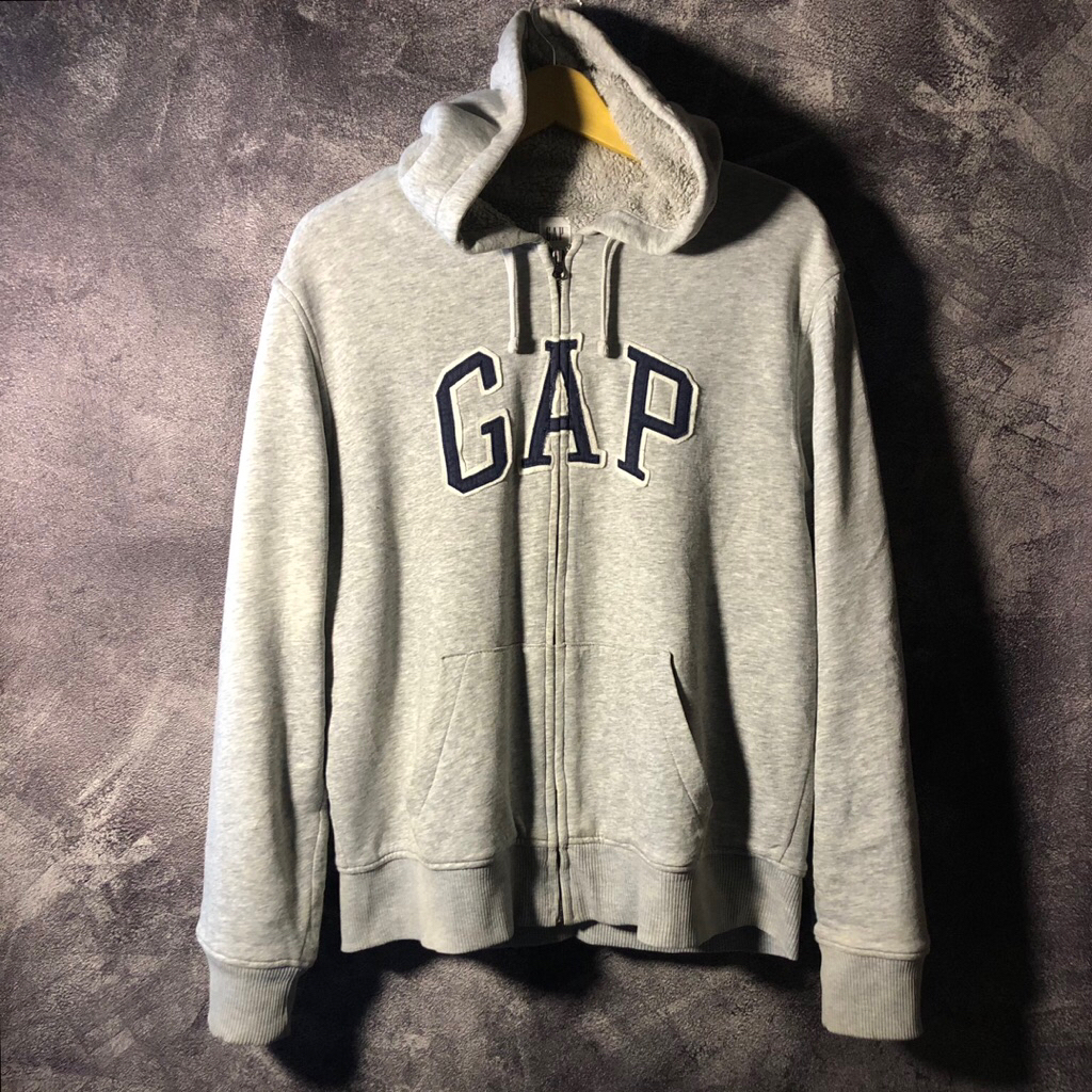 GAP Hoodie Sherpa Zipper Grey