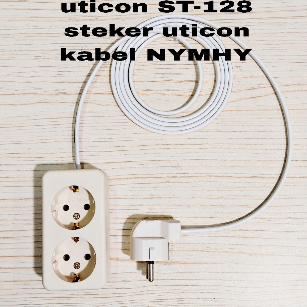Stop Kontak Uticon Lubang 2 St-128 Dengan Kabel Gepeng NYMHY