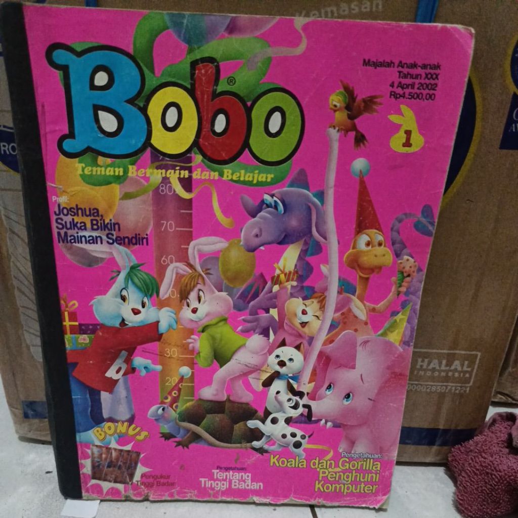 Bundel lakban majalah Bobo bekas (1_2002) isi 5 edisi