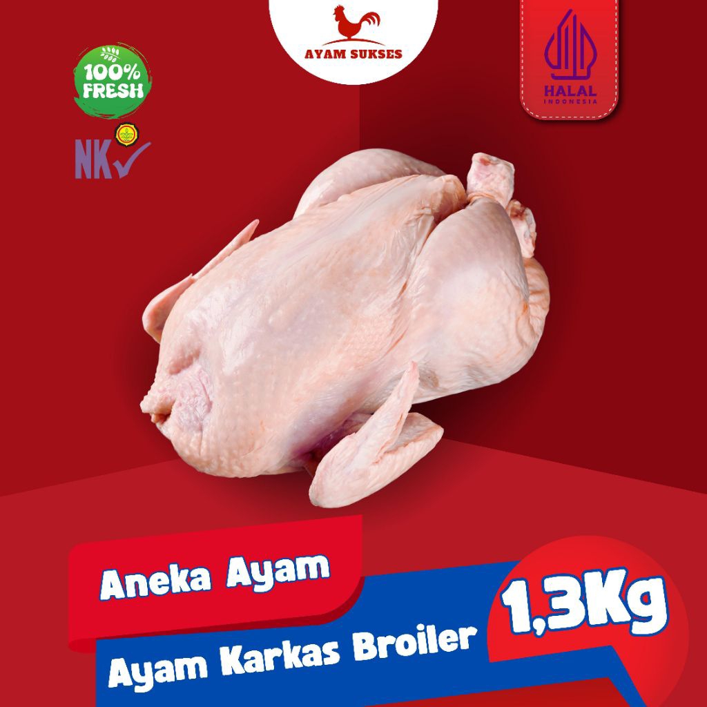 

Ayam Karkas Broiler Utuh / Potong Ukuran 1300Gr (1,3Kg)