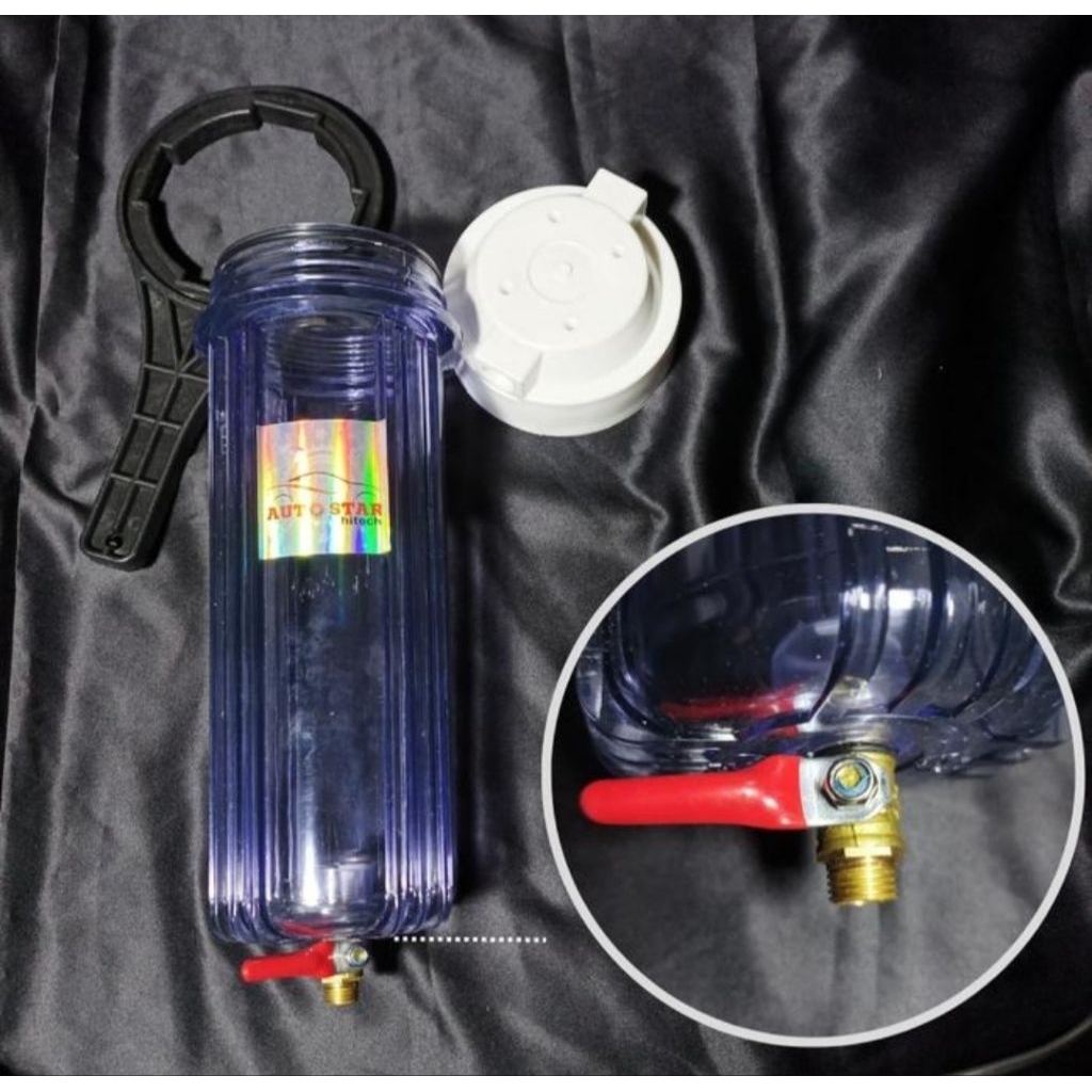 Tabung + kran hato drat 1/4  pengganti alat Purging tabung Vacum ukuran 1200ml