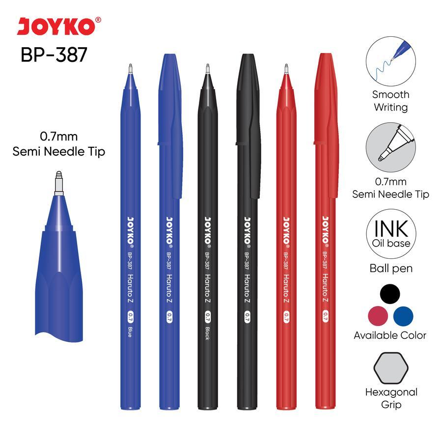 

Ball Pen Joyko BP-387 Haruto Z Semi Needle Tip 0.7mm Warna Original (12 PCS) / Ballpoint Pulpen Joyko BP387 0.7mm Warna Per Lusin