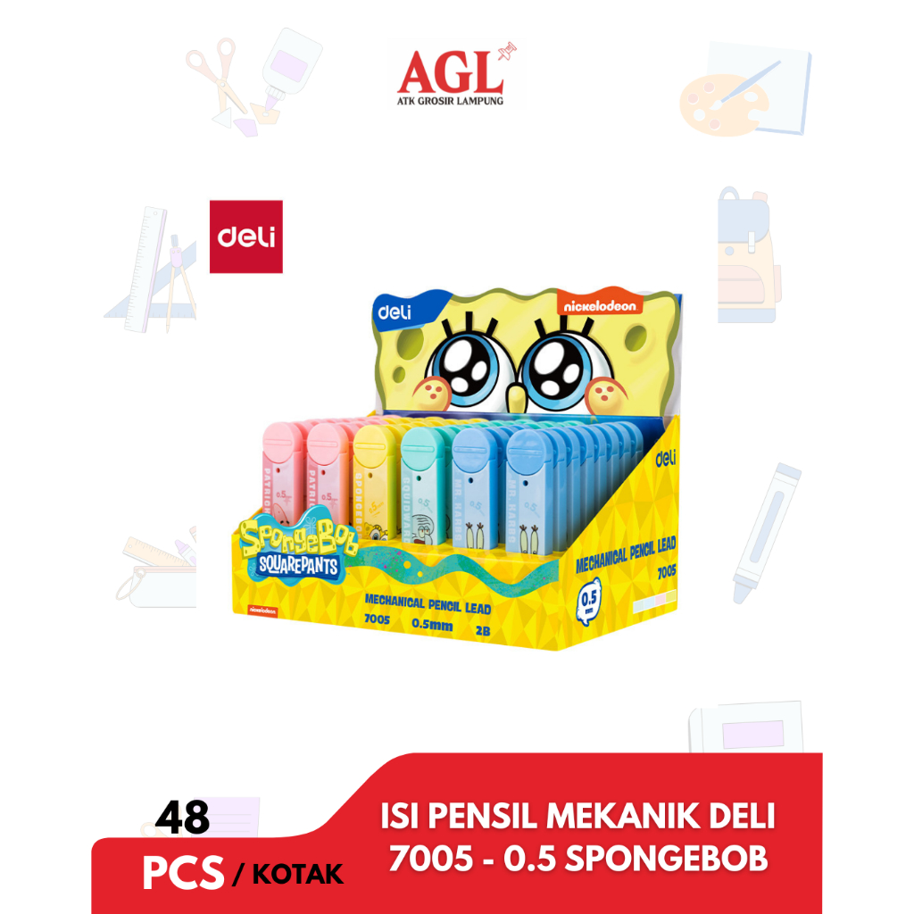 

DELI - (pack) ISI PENSEL MEKANIK / REFFIL MECANICAL PENCIL DELI 7005 - 0.5mm spongebob isi 48pcs/box - Grosir