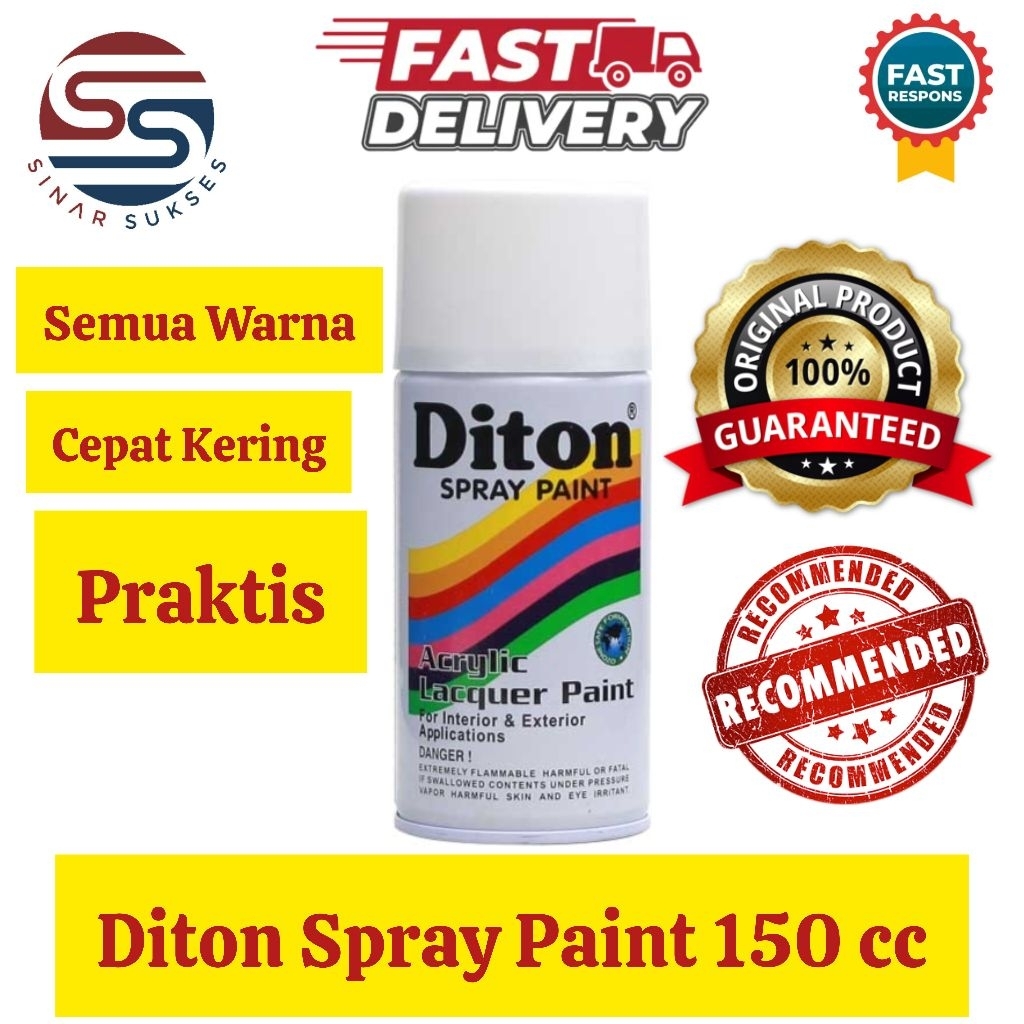 Diton Spray Paint 150 CC/ Cat Diton Semprot/ Pilox Pilok Diton Hitam Doff Black White 840 Clear 8540