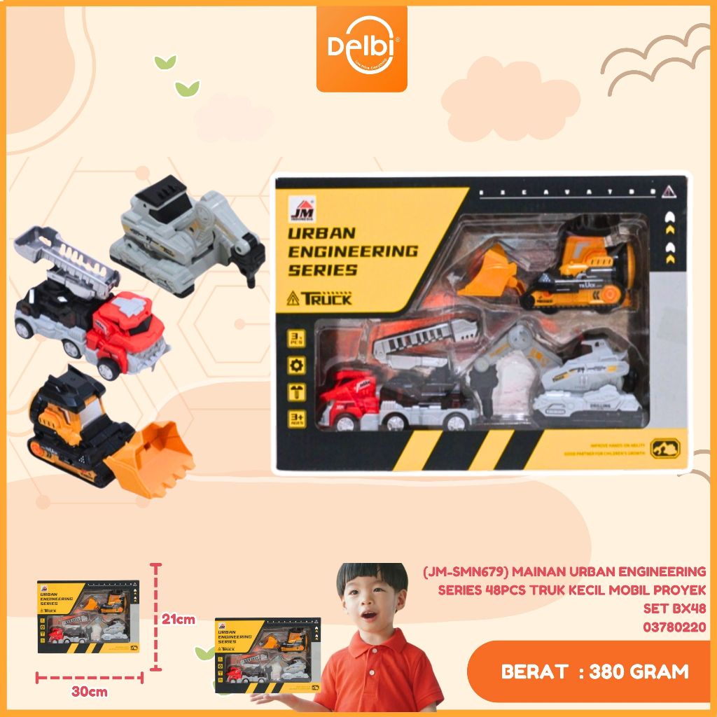 (JM-SMN679) MAINAN URBAN ENGINEERING SERIES 48PCS TRUK KECIL MOBIL PROYEK SET