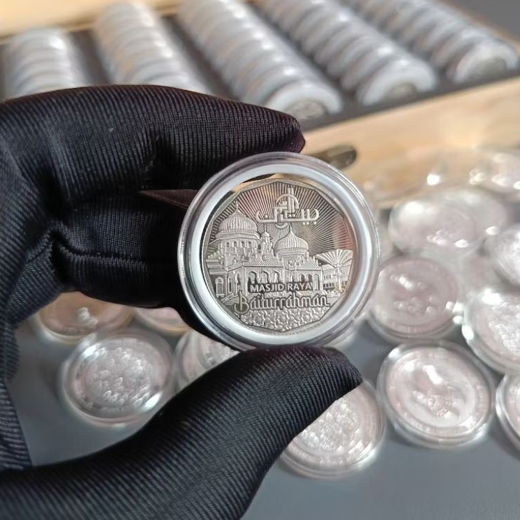 Koin perak 1 Dirham Aceh masjid Baiturrahman