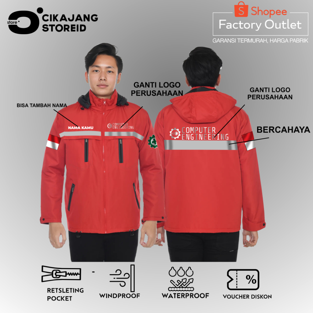 JAKET ENGINEERING CUSTOM | JAKET CLIMBER COMPUTER ENGINEERING | JAKET PARASUT TAHAN AIR, HANGAT