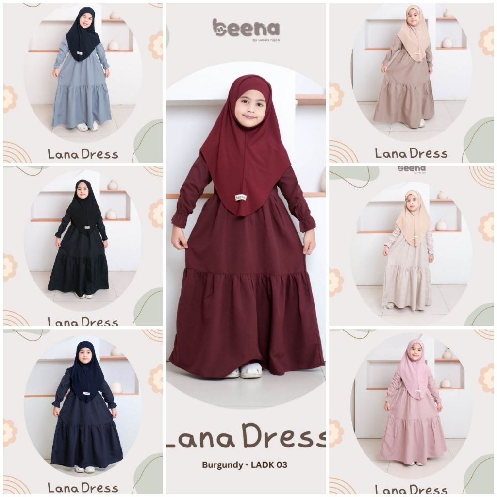 Lana Dress Kids by Uwais Gamis Anak Katun Polos Simpel Kekinian
