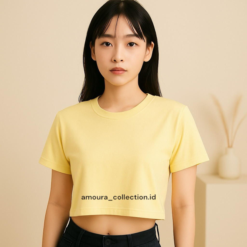 Amoura Collection Women’s Crop Tshirt Overzise - CREAM