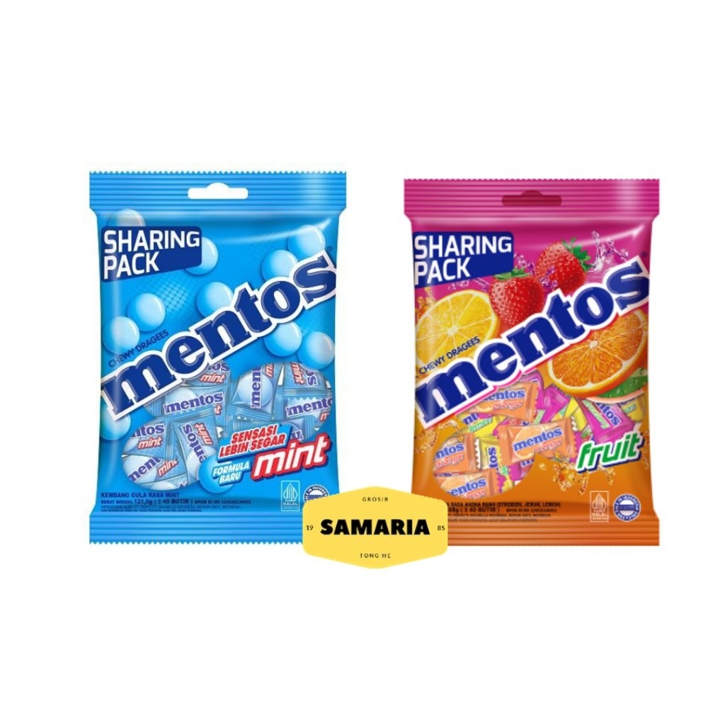 

Permen Lunak Mentos Kemasan Bag 135 Gram Isi 50 pcs Rasa Mint/Fruit