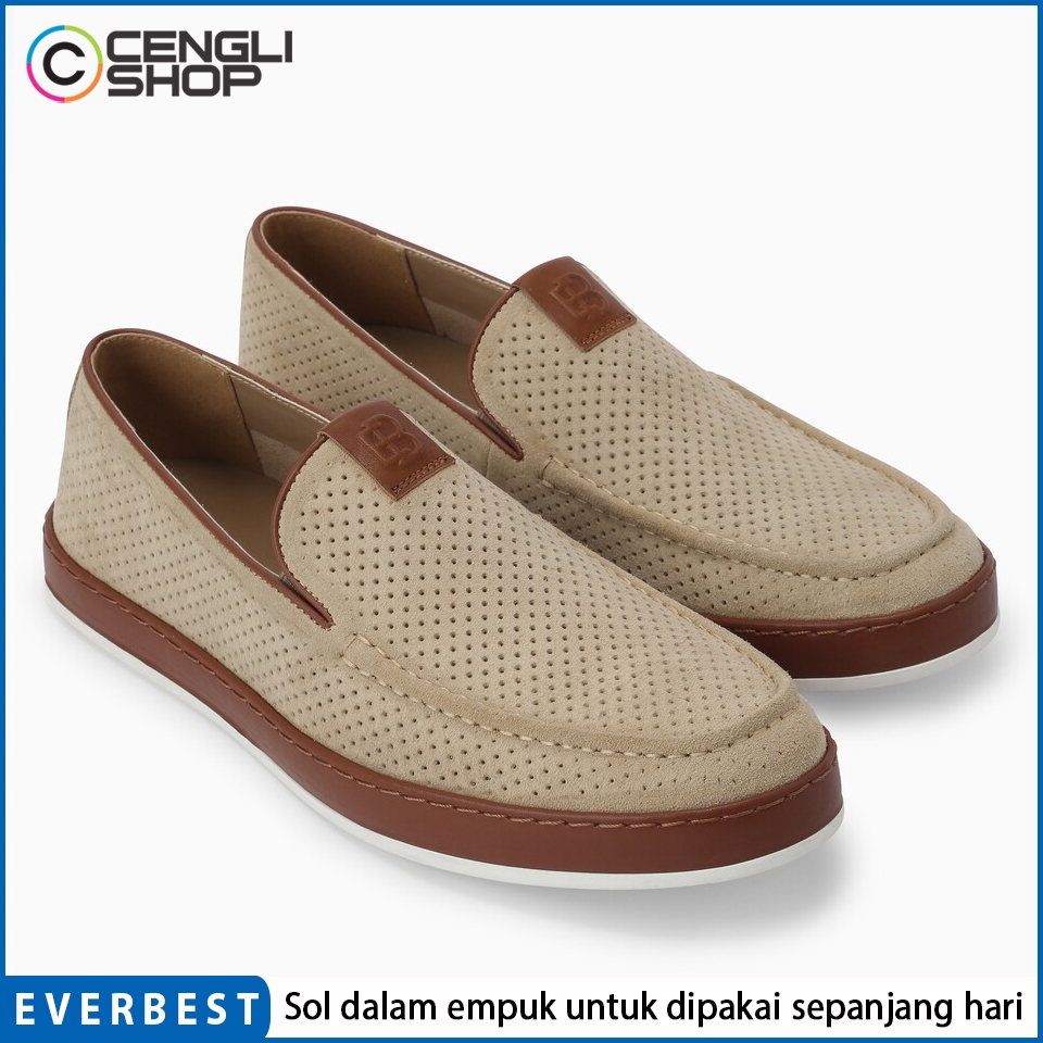 EM05 SEPATU SLIP ON EVERBEST PRIA ORIGINAL CASUAL KULIT ASLI BRANDED COKLAT BROWN