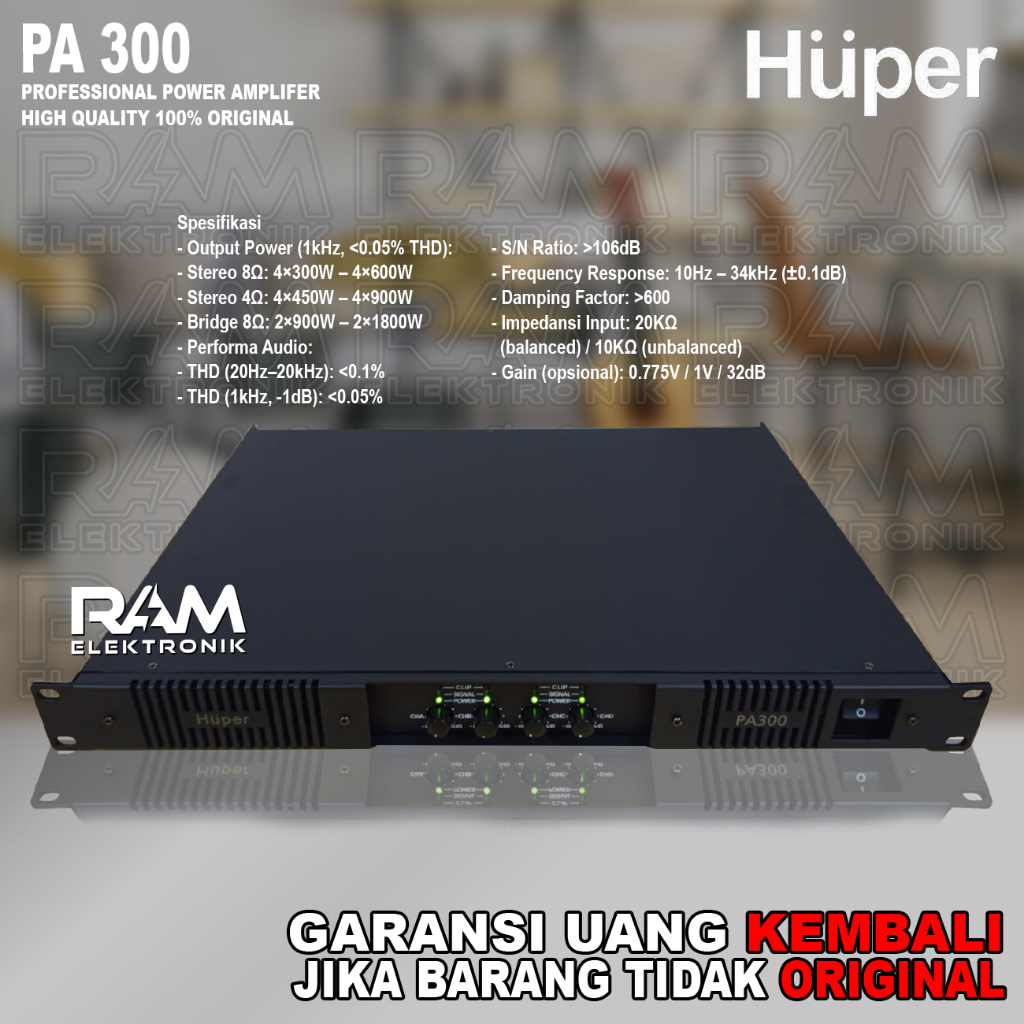 Power Amplifier 4 Channel HUPER PA300 | PA 300 Original 4 x 600 Watt MAX