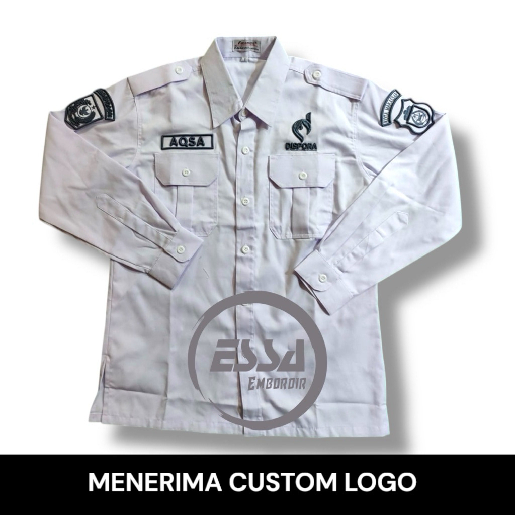 KEMEJA CUSTOM BORDIR TIMBUL SATUAN (BISA CUSTOM LOGO)