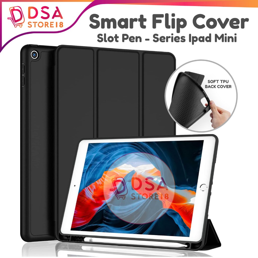 Ipad Mini 5 4 / Smart Case iPad Mini 6 7 5 4 2 3 1 Silikon Flip Cover Standing With Slot Pen