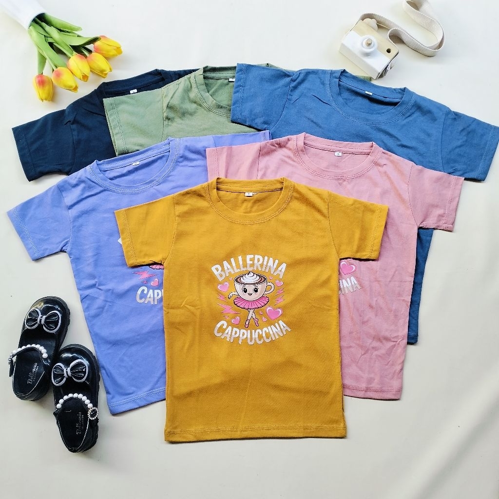 Kaos Anak Perempuan Lengan Pendek  Ballerina Lucu | T-Shirt Anak Cewek Katun Adem | Baju Anak Kekini