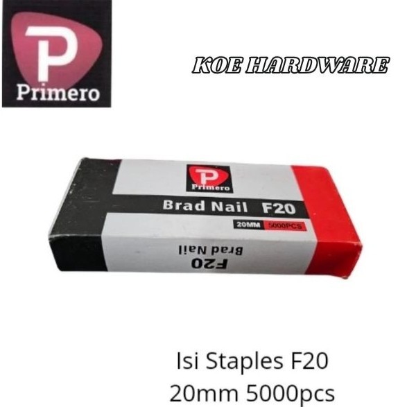 

KoeHardware - Isi Staples F20 (5000pcs) PRIMERO/Paku tembak Staples F20 Primero/Isi Refill Staples F20 Primero/Brad Nail F20 Primero