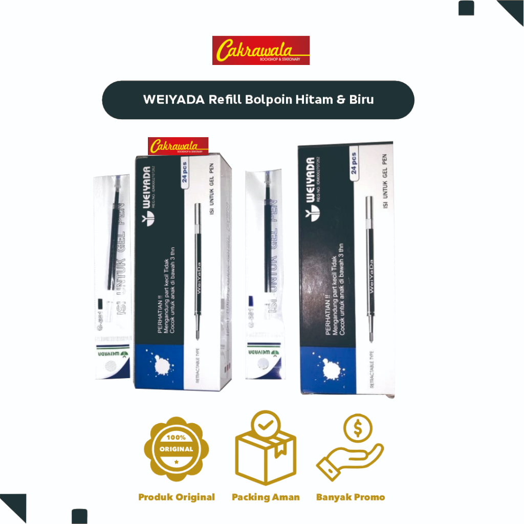

WEIYADA Refill Bolpoin Hitam & Biru | Isi Ulang Pulpen Ballpoint | Tinta Lancar & Pekat