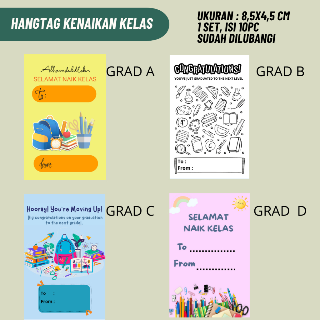 

Hang tag kartu ucapan selamat naik kelas