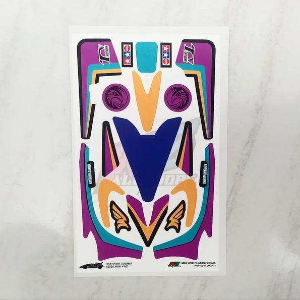 Stiker Rayhawk Gamma - Body Hitam Kombinasi Ungu - Vinnyl Lam. Glossy