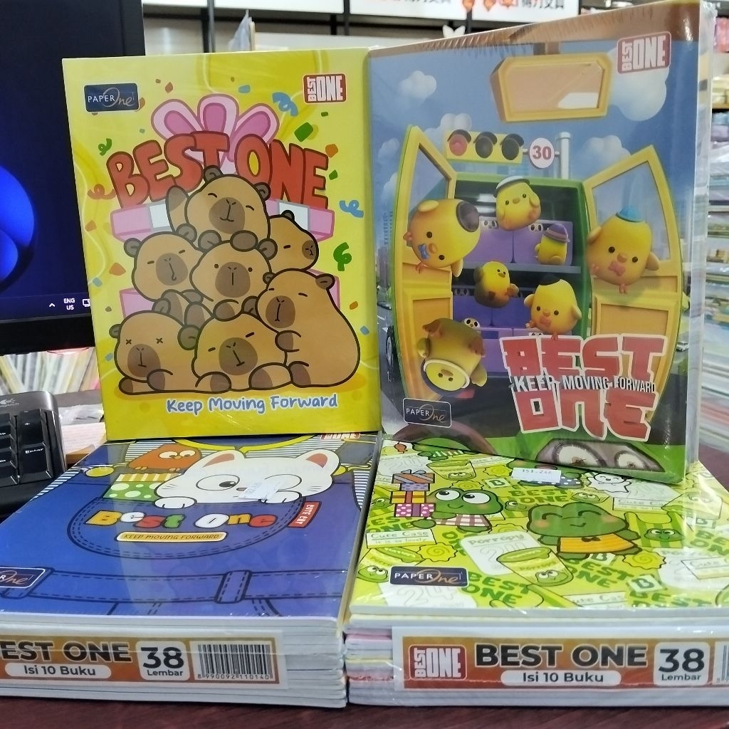 

( 1 PAK ) Buku Tulis Best One 38 Lembar Paper One Kuromi / Princess / Capybara / Kartun 1 Pak Isi 10 Buku / Buku Tulis 38 Lembar