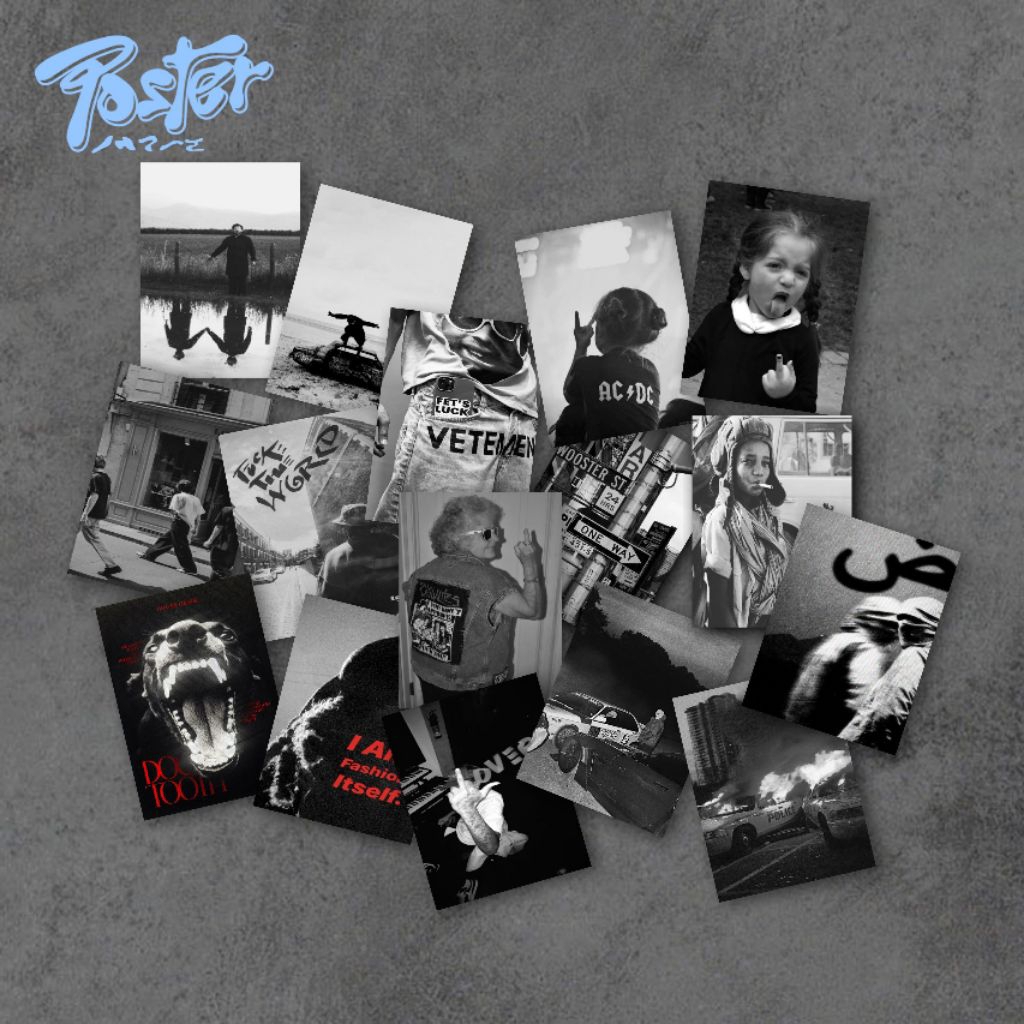 (24 PCS) Poster Dinding Aesthetic Black Ukuran A6 A5 A4 Hiasan Dinding Aesthetic P05