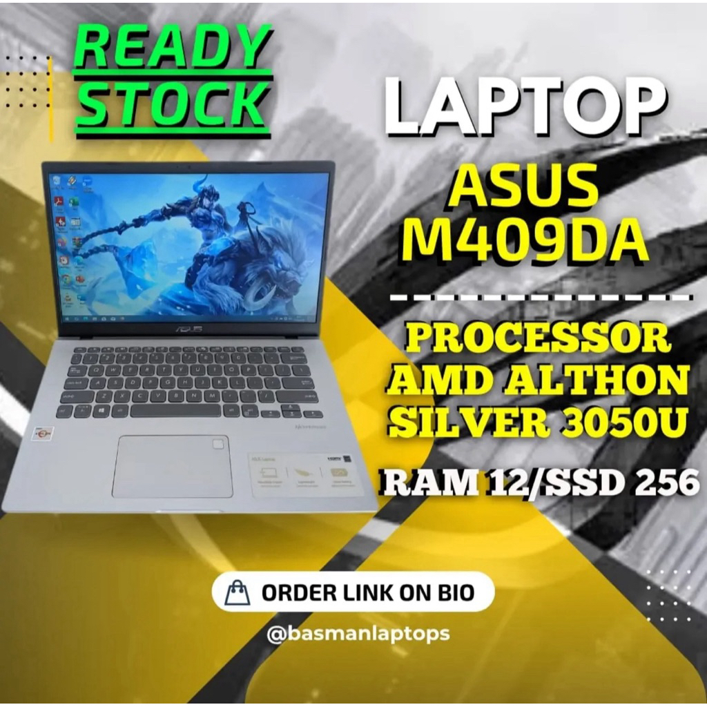 Laptop Asus M409D AMD ATHLON Silver Ram 12 Pakai SSD  - Laptop Kuliah - Laptop Kerja - Laptop Gaming
