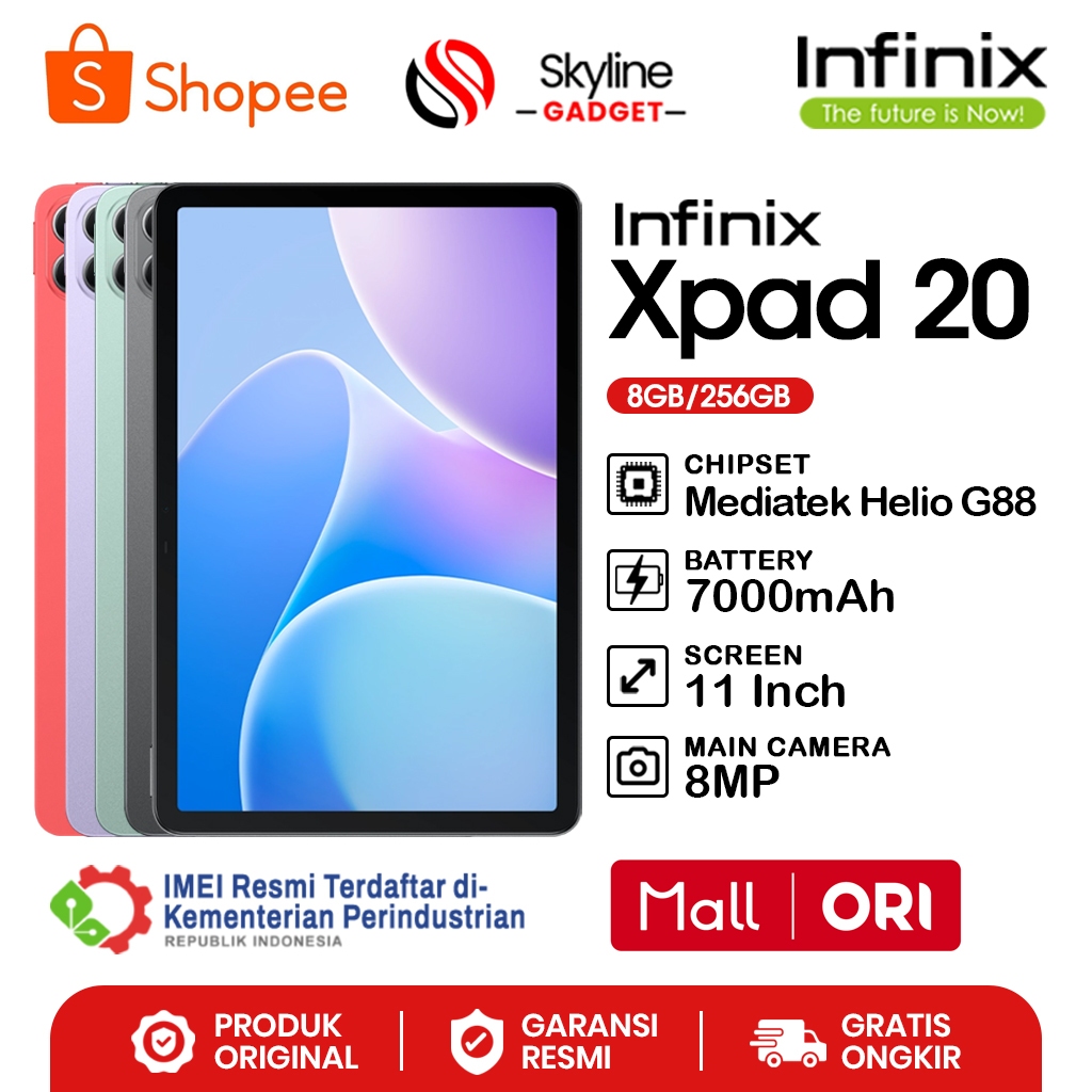 Infinix XPad 20 LTE 7000 mAh [8GB+256GB] - Garansi Resmi 1 Tahun