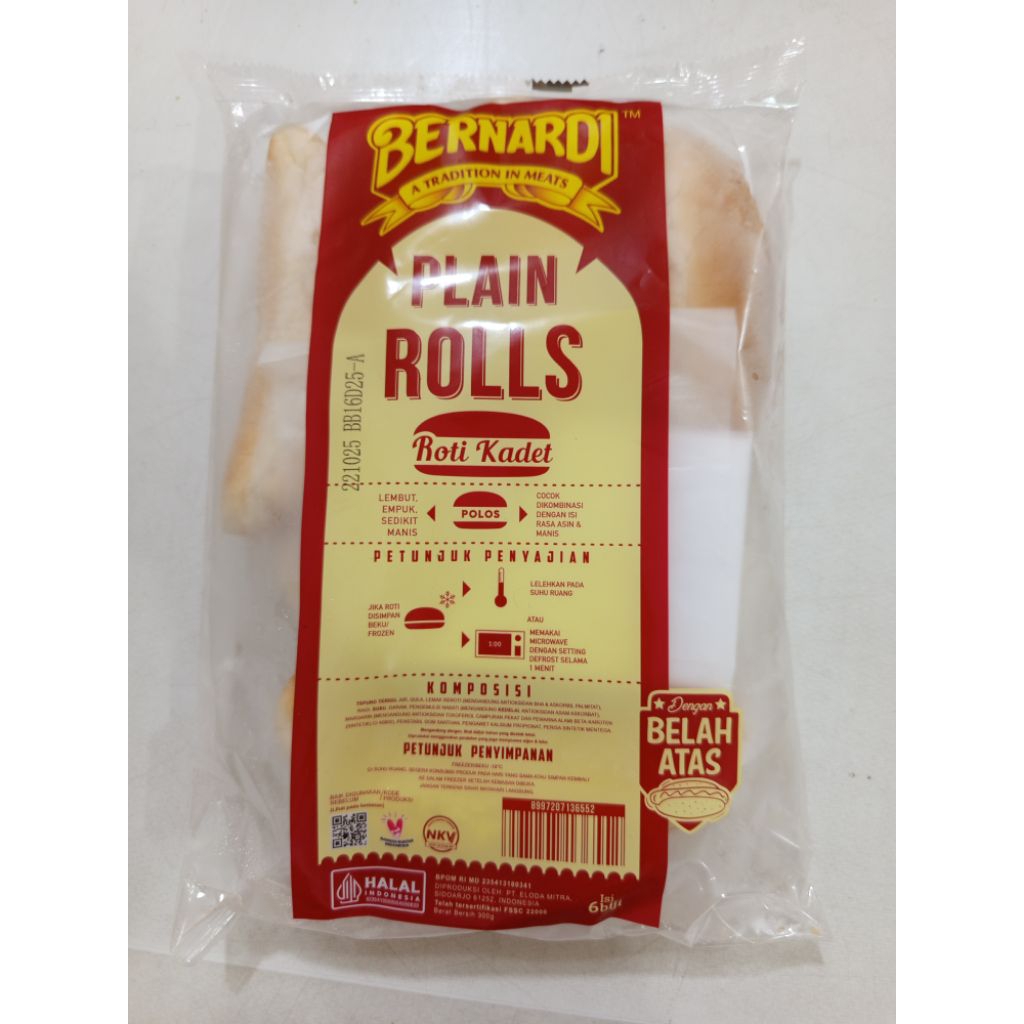 

BERNARDI plain rolls/roti hotdog isi 6