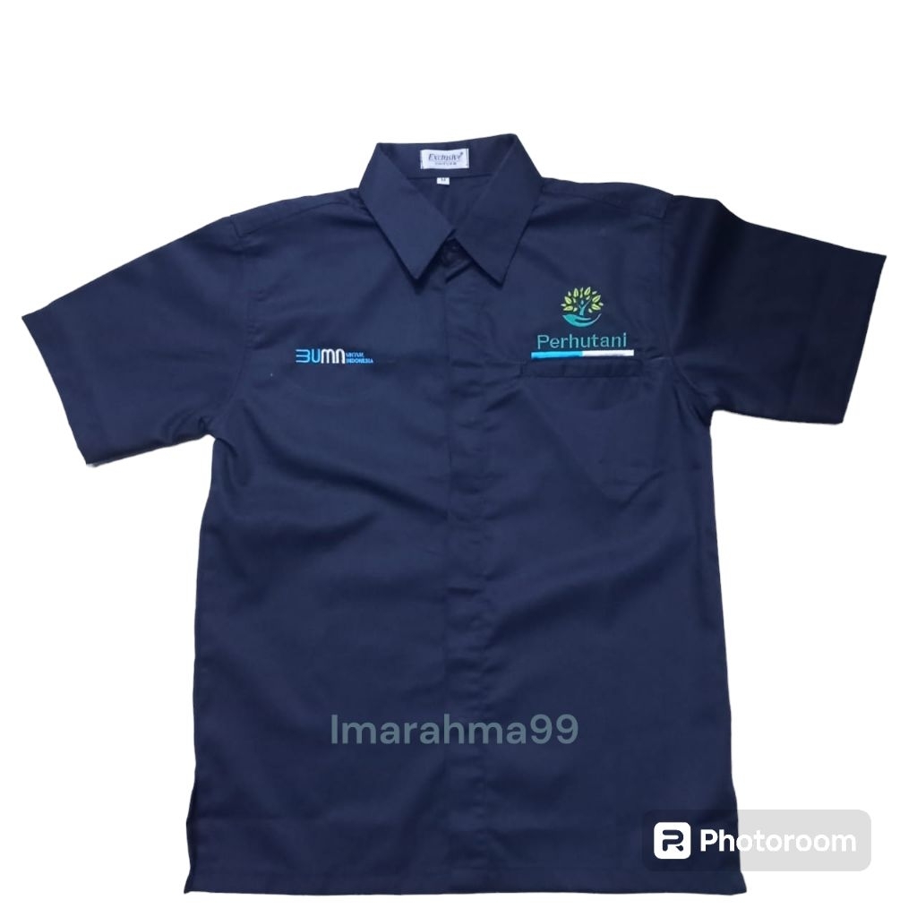 kemeja Bumn Perhutani Seragam Bumn Perhutani baju Bumn Perhutani navy lengan pendek