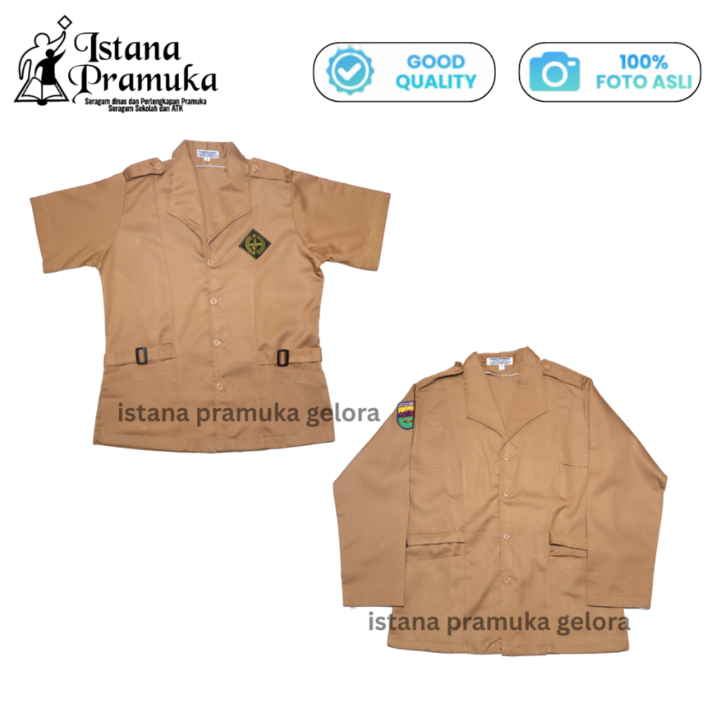 (PREMIUM) Baju Seragam Pramuka Wanita SMA Penegak Keper Lengan Pendek/Panjang - Istana Pramuka Gelor