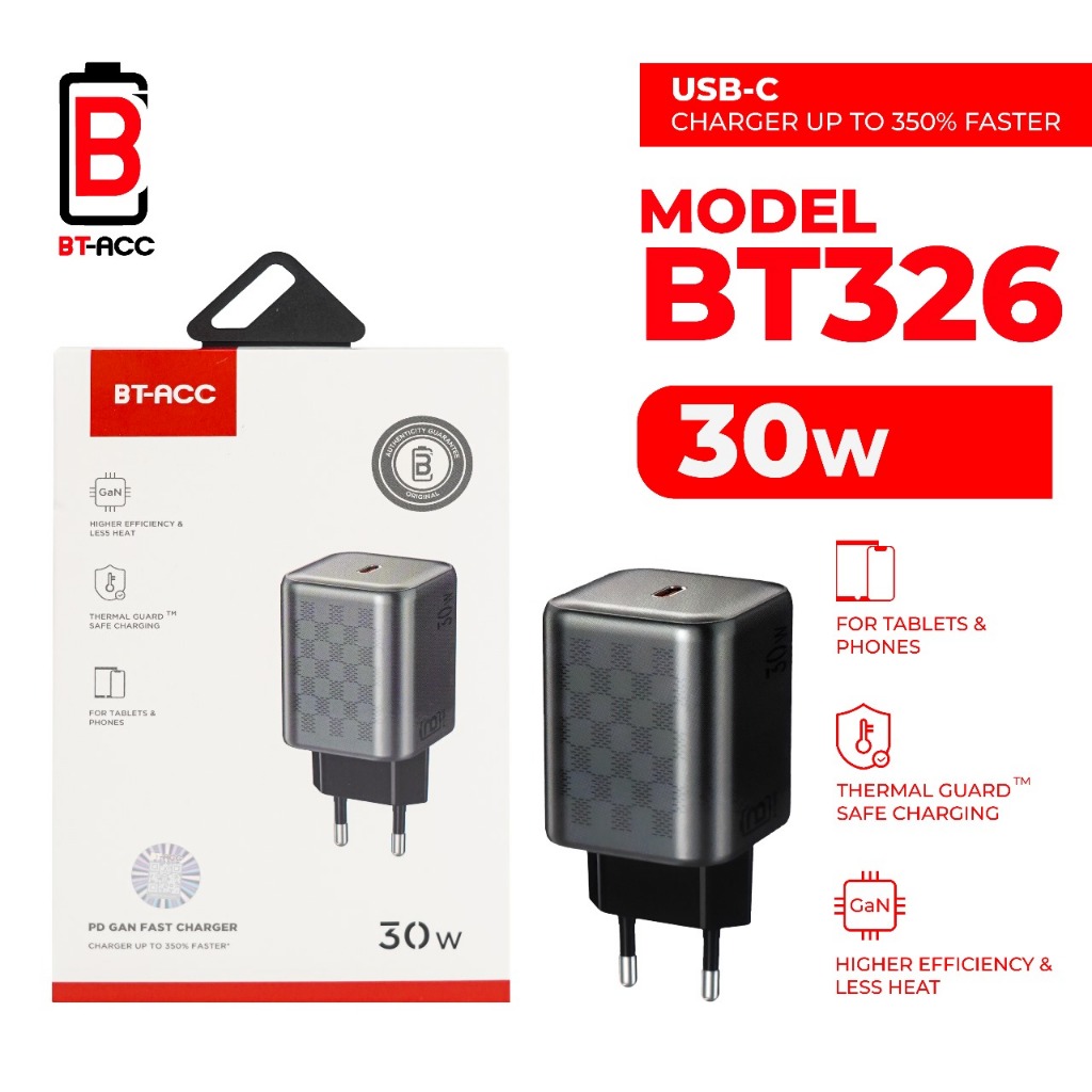 BT-ACC BT326 Adaptor Charger Kepala Charger 30W USB Type C Fast Charging - BT326