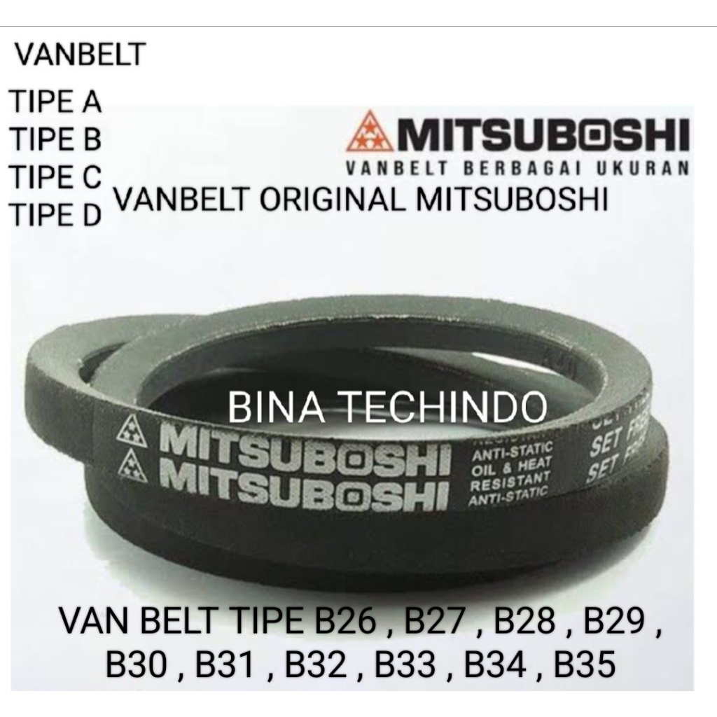 VANBELT MITSUBOSHI B26 , B27 , B28 , B29 , B30 , B31 , B32 , B33 , B34 , B35  / VAN BELT / V BELT / 