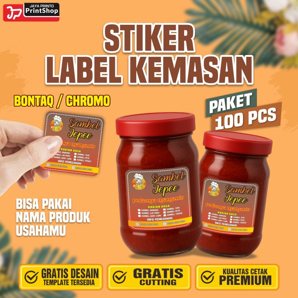 

Cetak Stiker Label Kemasan Paket 100pcs Paket Hemat Free Cutting Bahan Bontaq / Chromo_STICKER
