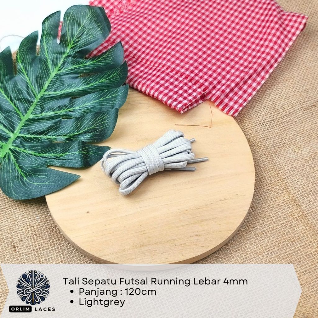 ORLIM LACES Tali Sepatu Futsal Lightgrey Lebar 4mm untuk Sepak Bola dan Running