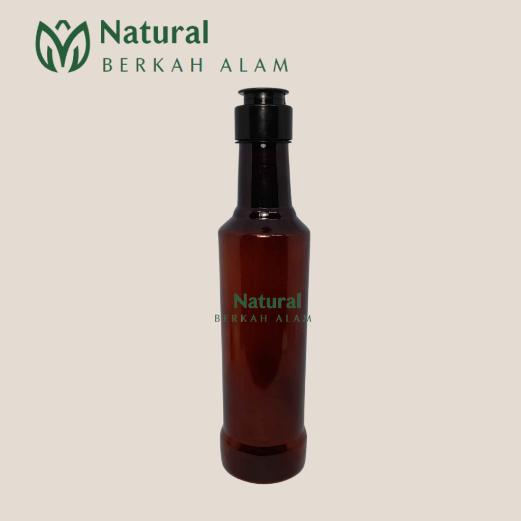 Botol 350 Ml Marjan Coklat Transparan Tutup Fliptop Jamur Polos / Botol Plastik / Botol Madu / Botol